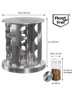 Stoneline Koch- & Backutensilien<13tlg. Set: Edelstahl-Gewürzregal - (H)22,5 x Ø 19 cm
