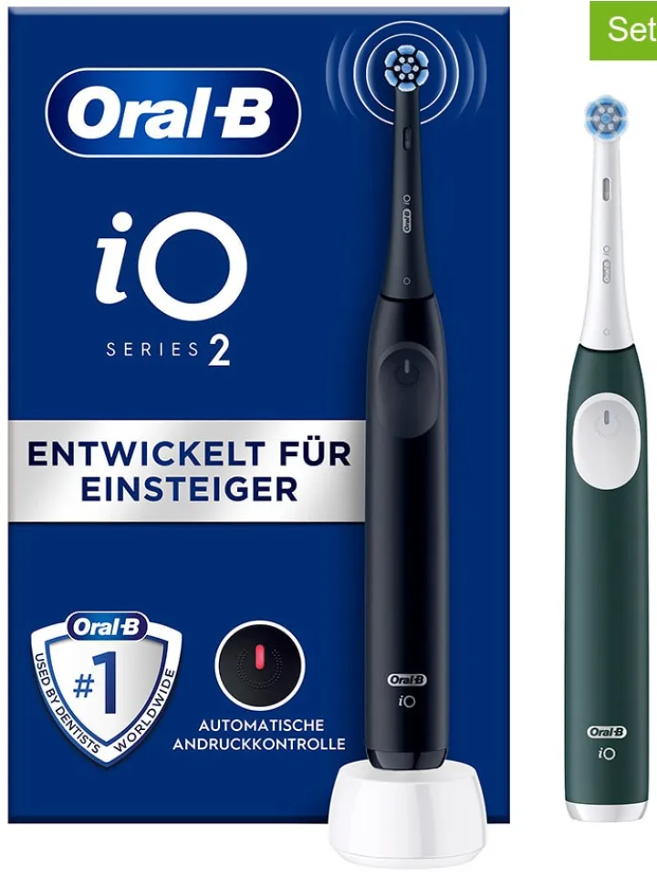 Oral-B Zahn & Mundpflege<2tlg. Set: Elektr. Zahnbürsten "iO Series 2" in Schwarz/Grün