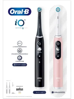 Oral-B Technik|Zahn & Mundpflege<2tlg. Set: Elektr. Zahnbürsten " iO Series 6" in Rosa/ Schwarz