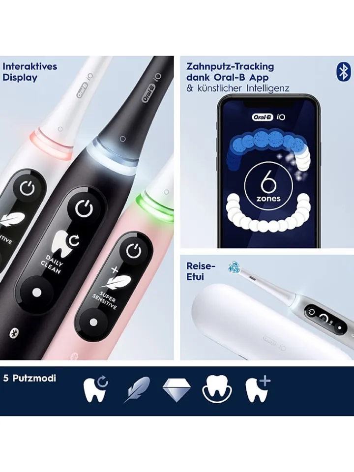 Oral-B Technik|Zahn & Mundpflege<2tlg. Set: Elektr. Zahnbürsten " iO Series 6" in Rosa/ Schwarz