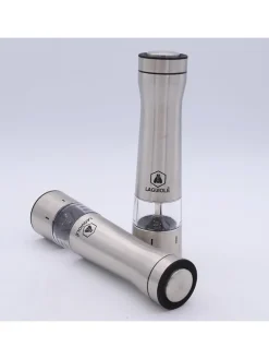 Laguiole Gedeckter Tisch<2tlg. Set: Elektrische Salz- & Pfeffermühle in Silber - (H)23 cm