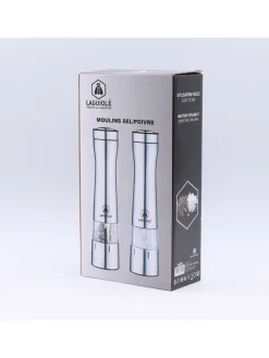 Laguiole Gedeckter Tisch<2tlg. Set: Elektrische Salz- & Pfeffermühle in Silber - (H)23 cm