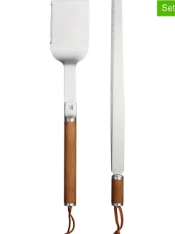 Fiskars Grillen<2tlg. Set: Grillzubehör ''Norden'' in Silber/ Braun - (L)44,1 cm