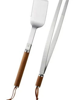 Fiskars Grillen<2tlg. Set: Grillzubehör ''Norden'' in Silber/ Braun - (L)44,1 cm