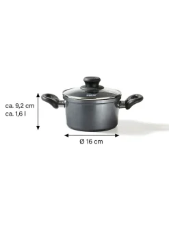 Stoneline Kochgeschirr<2tlg. Set: Kochtopf in Grau - 1,5 l