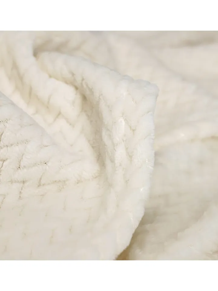 ESPRIT Wohndecken & Plaids<2tlg. Set: Plaid & Kissenhülle "Comfy" in Creme