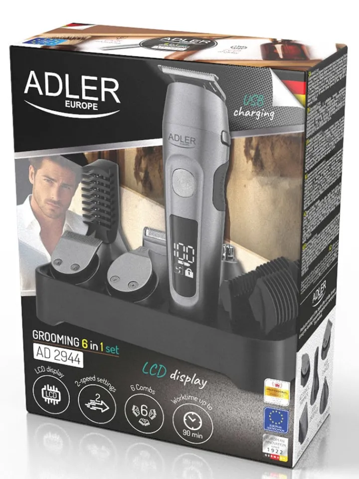 Adler Europe Technik|Pflege & Gesundheit<14tlg. Set: Rasierer "AD 2944 Grooming" in Silber