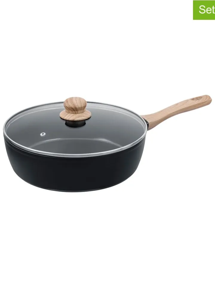 Pyrex Kochgeschirr<2tlg. Set: Schmorpfanne "Cook & Care" in Schwarz - Ø 28 cm