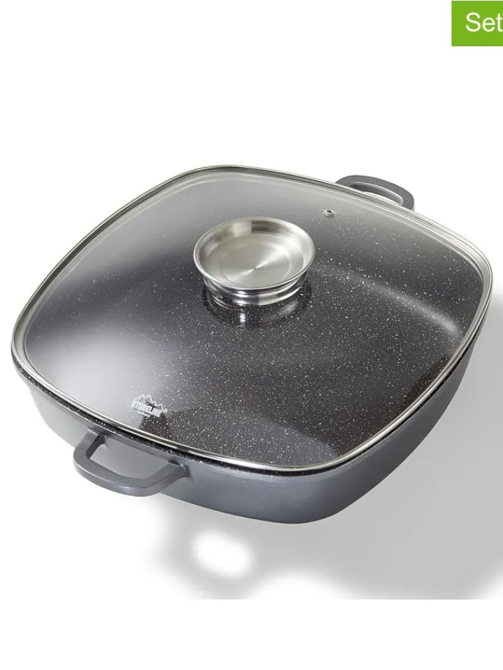 Stoneline Kochgeschirr<2tlg. Set: Servierpfanne in Grau - (L)32 x (B)32 cm