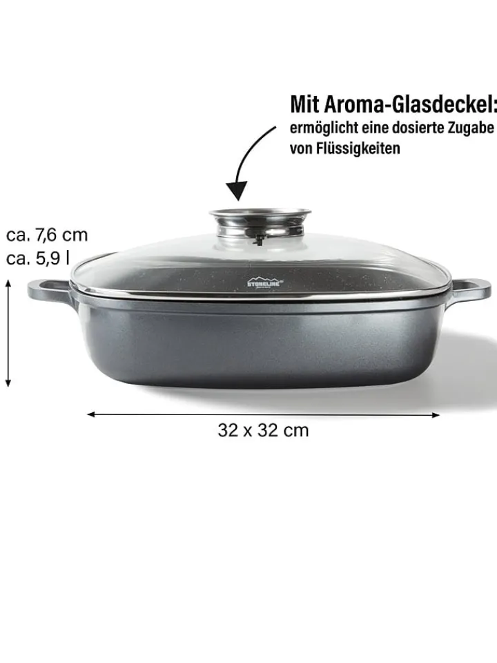 Stoneline Kochgeschirr<2tlg. Set: Servierpfanne in Grau - (L)32 x (B)32 cm