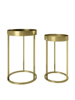 Playboy Tische<2tlg. Set: Säulentisch/Beistelltisch "MARY" in Gold - (B)39x(H)63x(T)39cm