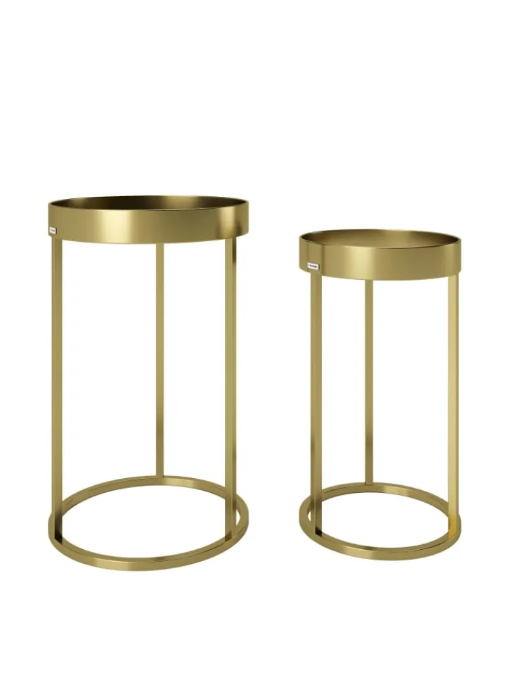 Playboy Tische<2tlg. Set: Säulentisch/Beistelltisch "MARY" in Gold - (B)39x(H)63x(T)39cm