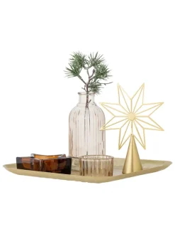 Bloomingville Wohndekoration<6tlg. Set: Tablett & Deko ''Sanga'' in Gold - (B)22 x (H)21 x (B)22 cm