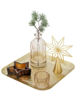 Bloomingville Wohndekoration<6tlg. Set: Tablett & Deko ''Sanga'' in Gold - (B)22 x (H)21 x (B)22 cm