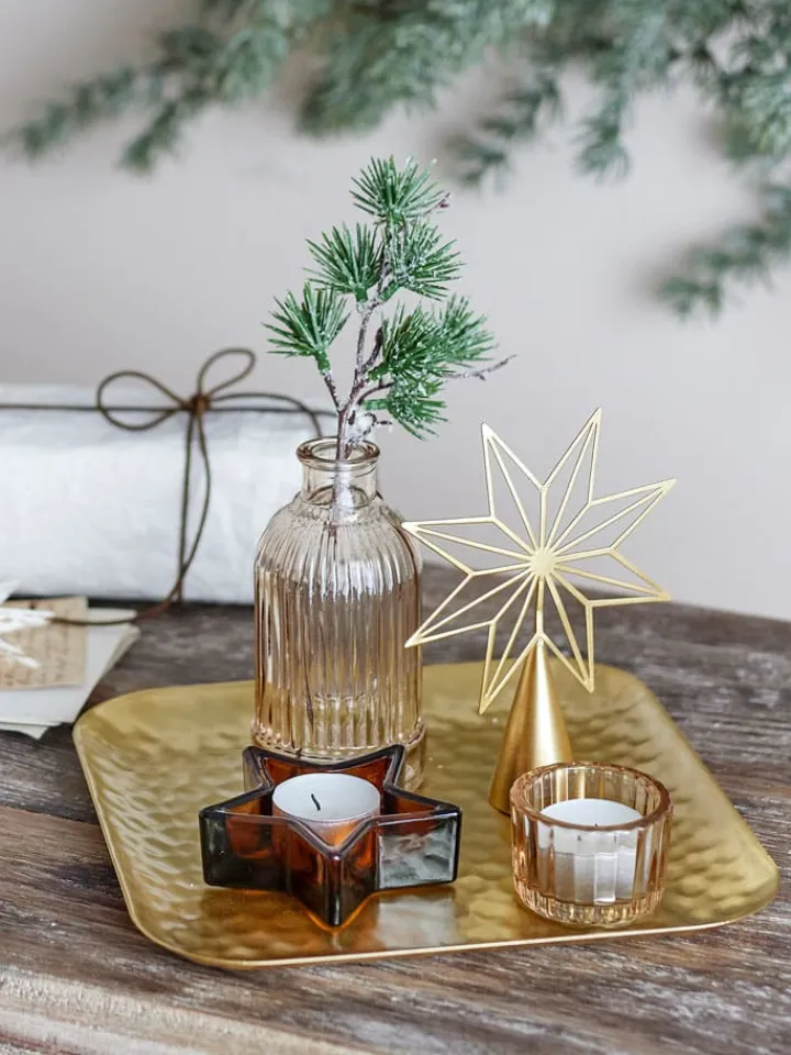 Bloomingville Wohndekoration<6tlg. Set: Tablett & Deko ''Sanga'' in Gold - (B)22 x (H)21 x (B)22 cm
