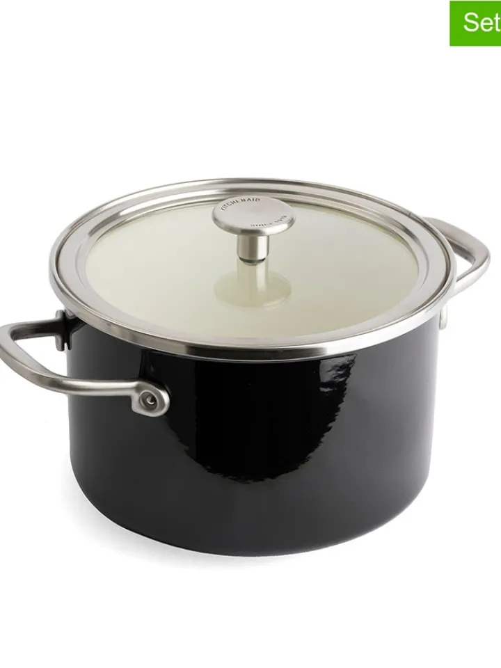 KitchenAid Kochgeschirr<2tlg. Set: Topf "Core Enamel" in Schwarz - Ø 20 cm
