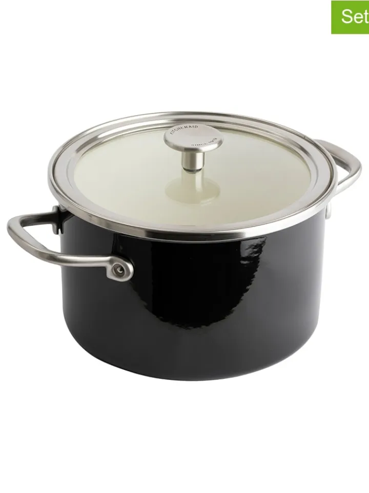 KitchenAid Kochgeschirr<2tlg. Set: Topf "Core Enamel" in Schwarz - Ø 24 cm