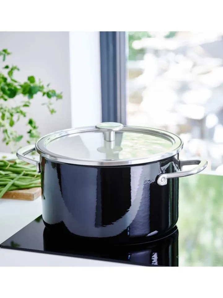 KitchenAid Kochgeschirr<2tlg. Set: Topf "Core Enamel" in Schwarz - Ø 24 cm