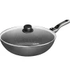 Stoneline Kochgeschirr<2tlg. Set: Wok in Grau - Ø 30 cm