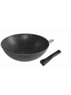 Stoneline Kochgeschirr<2tlg. Set: Wok in Grau - Ø 30 cm
