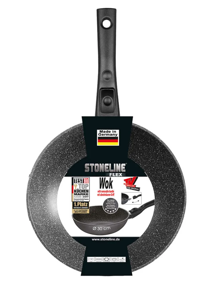 Stoneline Kochgeschirr<2tlg. Set: Wok in Grau - Ø 30 cm