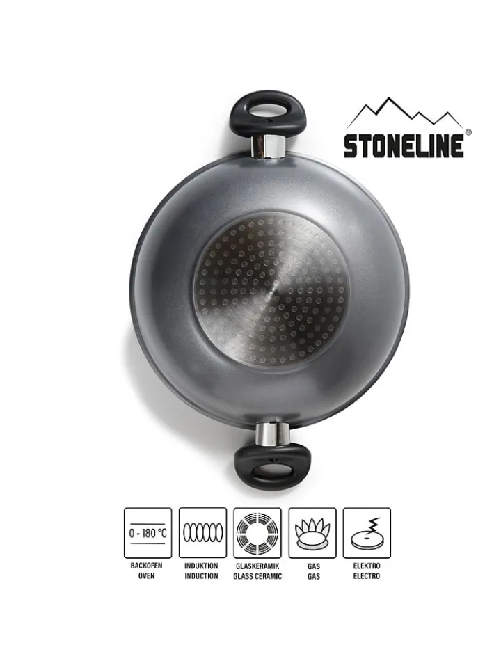 Stoneline Kochgeschirr<2tlg. Set: Wok in Grau - Ø 28 cm
