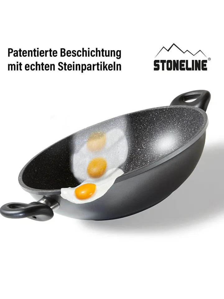 Stoneline Kochgeschirr<2tlg. Set: Wok in Grau - Ø 28 cm
