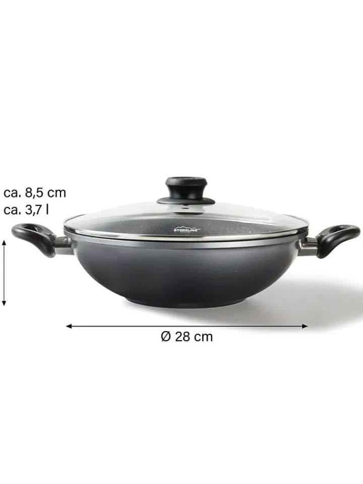 Stoneline Kochgeschirr<2tlg. Set: Wok in Grau - Ø 28 cm