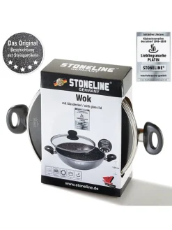 Stoneline Kochgeschirr<2tlg. Set: Wok in Grau - Ø 28 cm