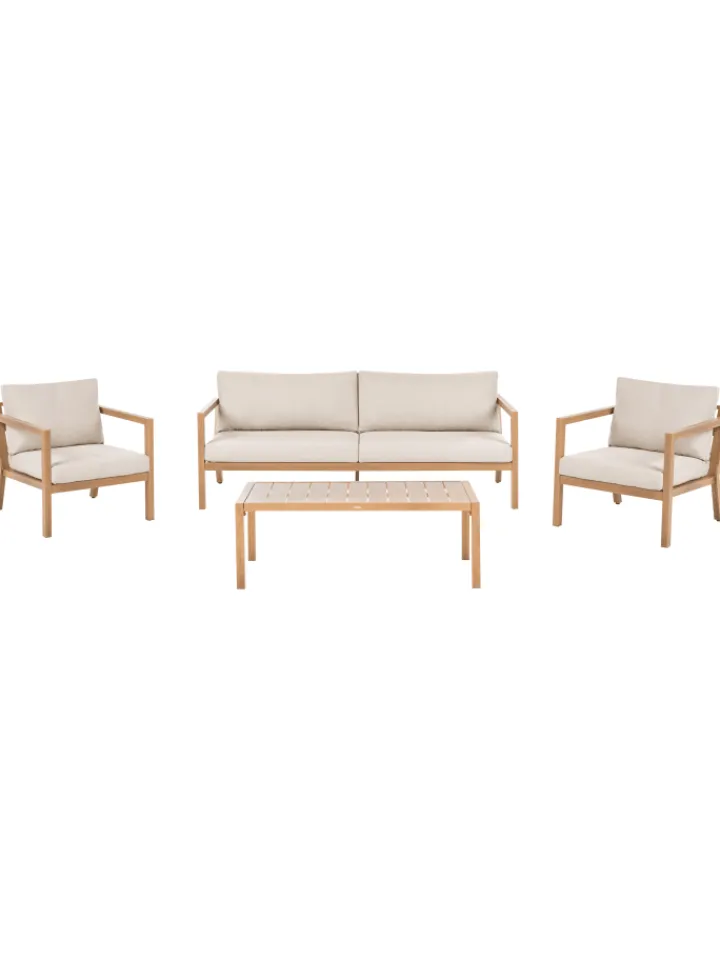 Beliani Sitzmöbel<4-tlg Sitzgruppe ONETA in Braun/Beige