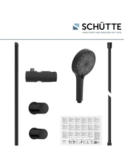 Schütte Badarmaturen<3tlg. Stangenbrause-Set ''Cordoba'' in Schwarz