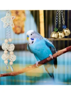 relaxdays Vögel<7-tlg. Vogelspielzeug in Natur