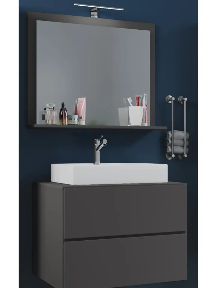 VCM Badmöbel<3-tlg. Waschplatz Waschtisch Lendas M Schublade in Anthrazit