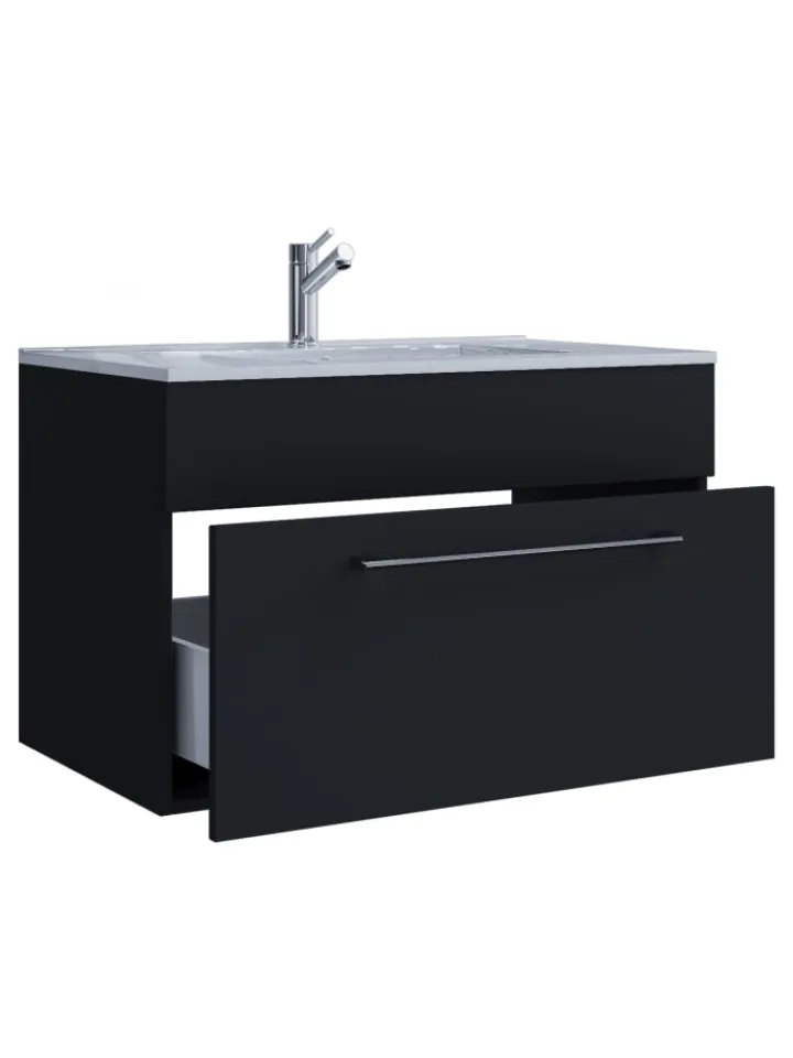 VCM Badezimmermöbel<2-tlg. Waschplatz Waschtisch Badinos 1 Schublade in Schwarz