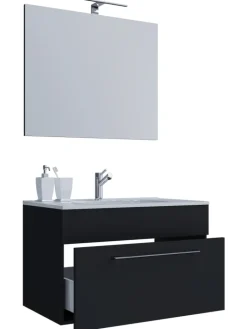 VCM Badmöbel<3-tlg. Waschplatz Waschtisch Badinos Schublade SP in Schwarz