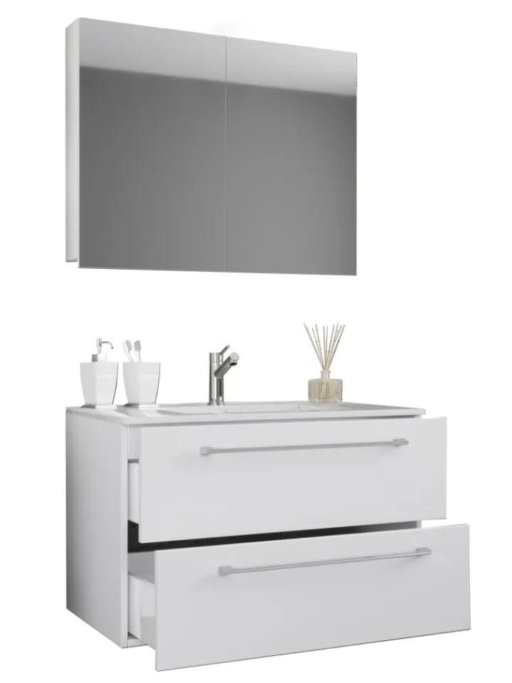 VCM Badezimmermöbel<3-tlg. Waschplatz Waschtisch Badinos Schublade SC in Schwarz