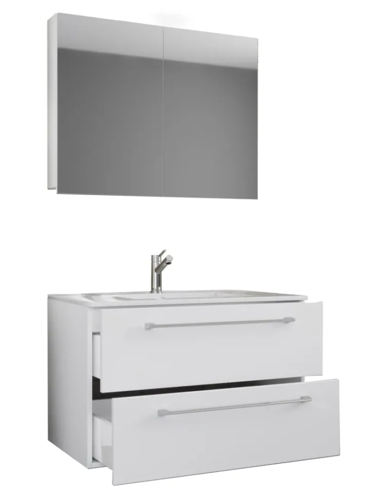 VCM Badezimmermöbel<3-tlg. Waschplatz Waschtisch Badinos Schublade SC in Schwarz