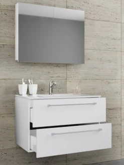VCM Badezimmermöbel<3-tlg. Waschplatz Waschtisch Badinos Schublade SC in Schwarz