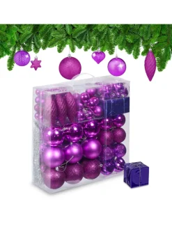 relaxdays Weihnachtsschmuck<110-tlg. Weihnachtskugeln Set in Pink