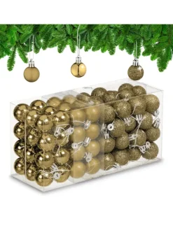 relaxdays Weihnachtsschmuck<96-tlg. Weihnachtskugeln Set in Gold
