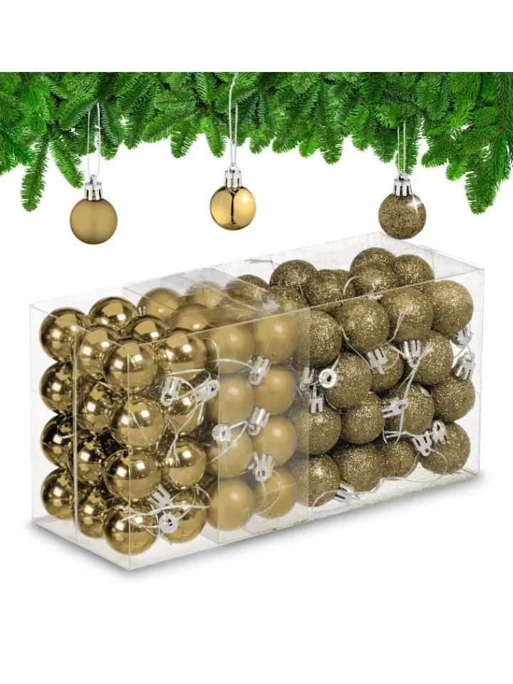 relaxdays Weihnachtsschmuck<96-tlg. Weihnachtskugeln Set in Gold