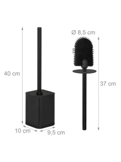 relaxdays Badaccessoires<Toilettenbürste in Schwarz - (B)9,5 x (H)40 x (T)10 cm