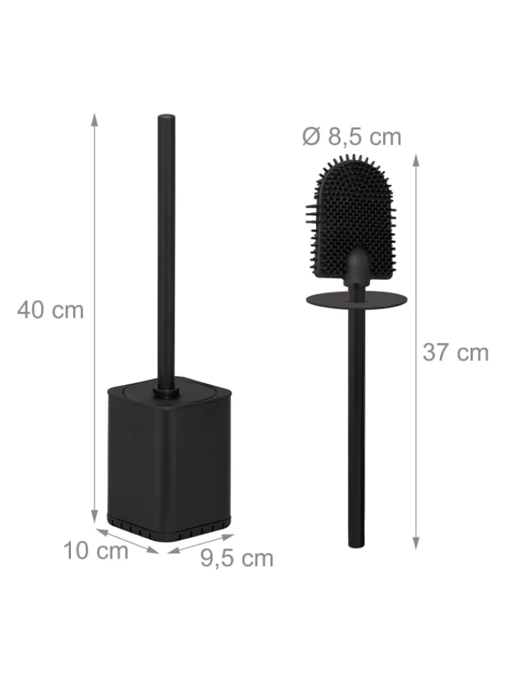 relaxdays Badaccessoires<Toilettenbürste in Schwarz - (B)9,5 x (H)40 x (T)10 cm