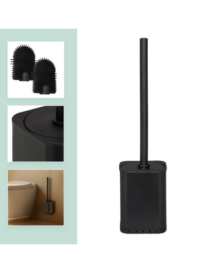 relaxdays Badaccessoires<Toilettenbürste in Schwarz - (B)9,5 x (H)40 x (T)10 cm