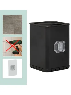 relaxdays Badaccessoires<Toilettenbürste in Schwarz - (B)9,5 x (H)40 x (T)10 cm