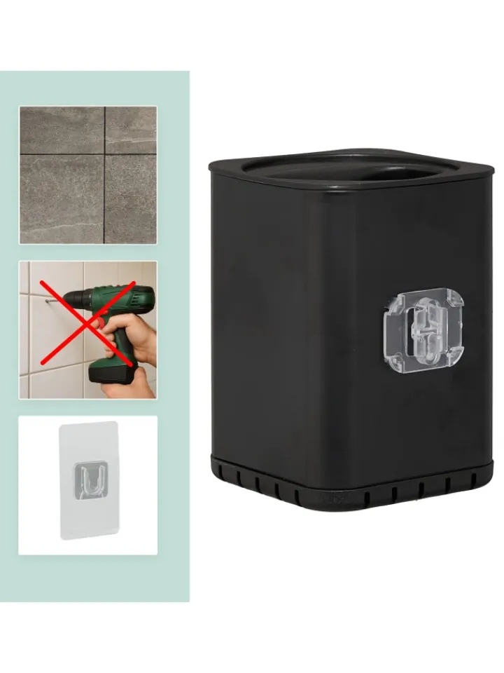 relaxdays Badaccessoires<Toilettenbürste in Schwarz - (B)9,5 x (H)40 x (T)10 cm