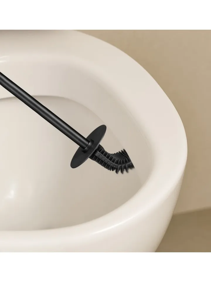 relaxdays Badaccessoires<Toilettenbürste in Schwarz - (B)9,5 x (H)40 x (T)10 cm