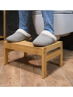 relaxdays Sitzmöbel<Toilettenhocker in Natur - (B)42 x (H)21 x (T)30 cm