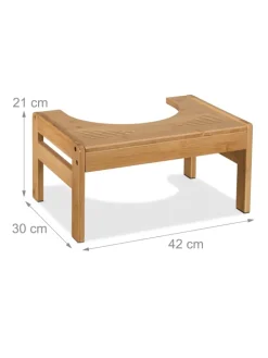 relaxdays Sitzmöbel<Toilettenhocker in Natur - (B)42 x (H)21 x (T)30 cm