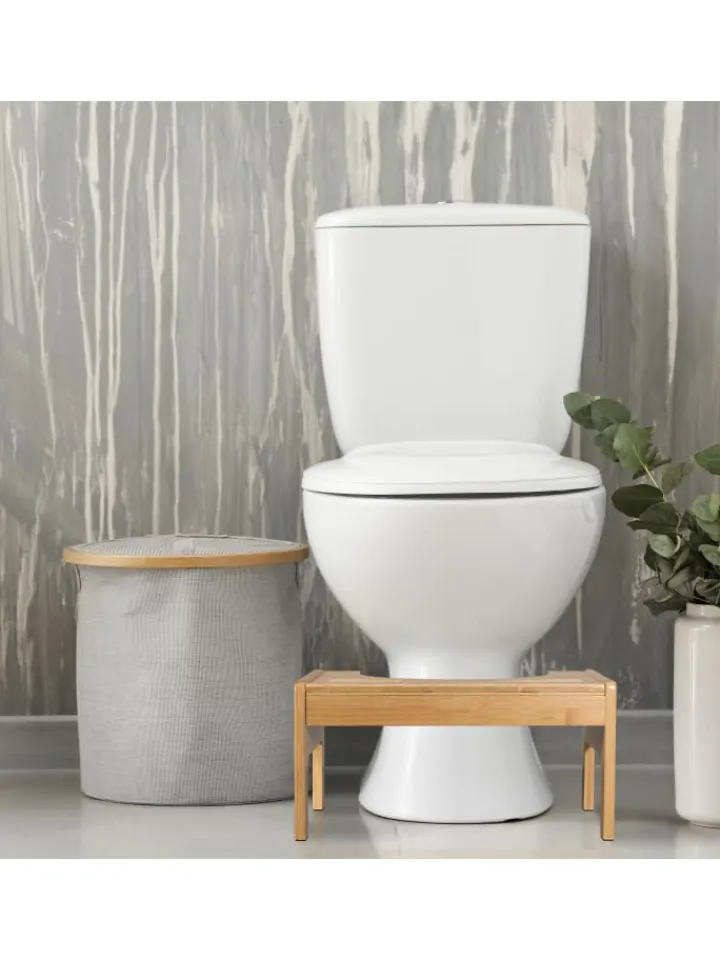 relaxdays Sitzmöbel<Toilettenhocker in Natur - (B)42 x (H)21 x (T)30 cm